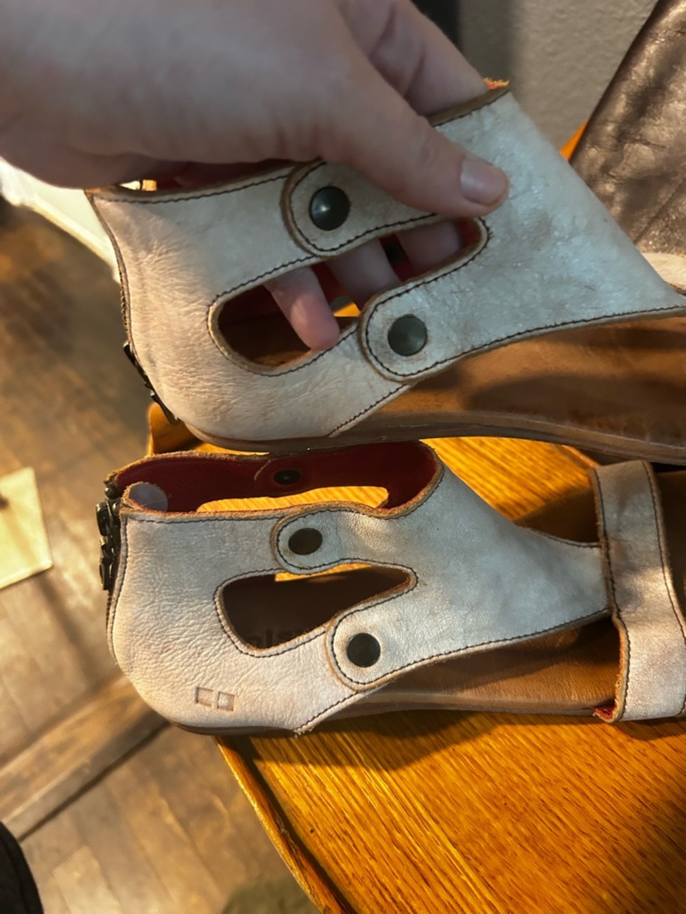 Tan Cutout Leather Sandals
